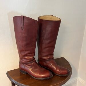 Frye Boots - Mellisa Belted Tall Pull On- Merlot - Size 9B
